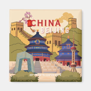 Beijing China Travel Poster   Asian City Wall Art Magnet