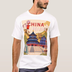 Beijing China Travel Poster Asian City Wall Art T-Shirt