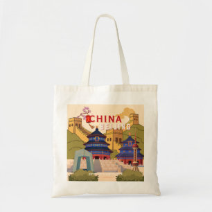 Beijing China Travel Poster Asian City Wall Art Tote Bag