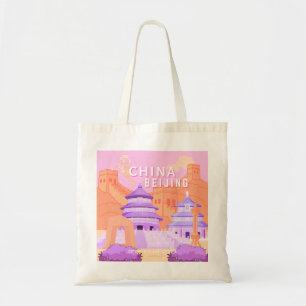 Beijing China Travel Poster Pink & Lavender Art Tote Bag
