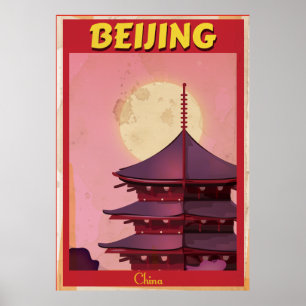 Beijing China vintage travel poster