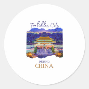 Beijing City Forbidden China Souvenir Men Boys Wom Classic Round Sticker
