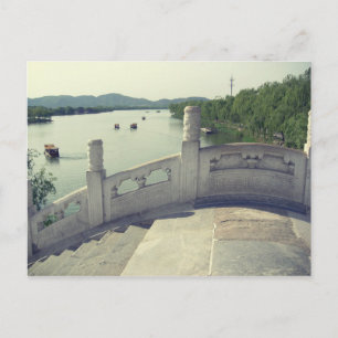 Beijing summer palace bridge vintage postcard