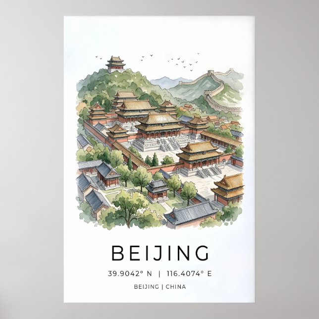 Beijing Wall Art Print, Imperial Rooftops (Front)
