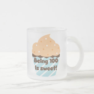Being 100 is Sweet Birthday T-shirts and Gifts Frosted Glass Coffee Mug