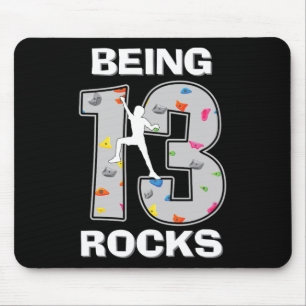 Being 13 Years Old Rocks Rock Climber 13th Birthda Mouse Pad