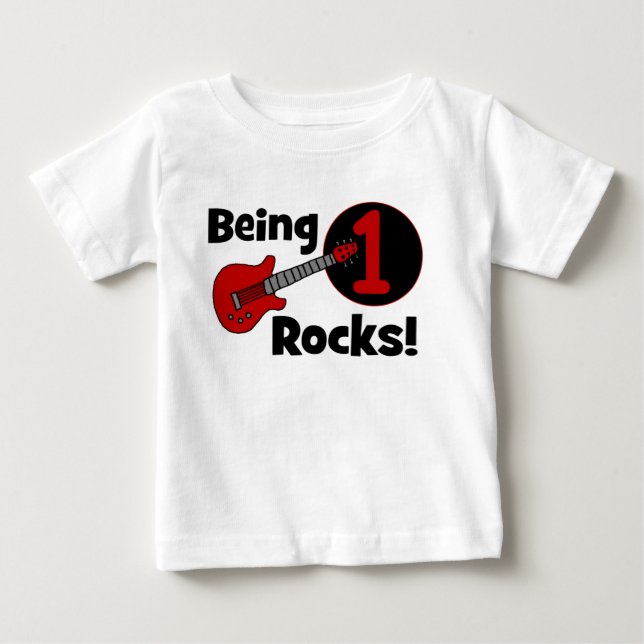 Being 1 Rocks! Personalised Baby's 1st Birthday Baby T-Shirt (Front)