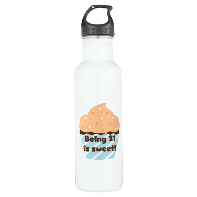 Being 21 is Sweet Birthday T-shirts and 710 Ml Water Bottle (Front)