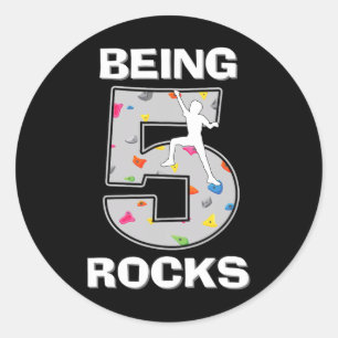 Being 5 Years Old Rocks Rock Climber 5th Birthday Classic Round Sticker