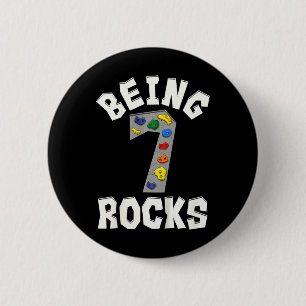 Being 7 Rocks Rock Climber 7th Birthday Funny  6 Cm Round Badge