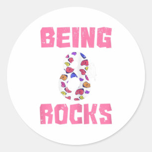 Being 8 Rocks Birthday Girl Climbing Classic Round Sticker