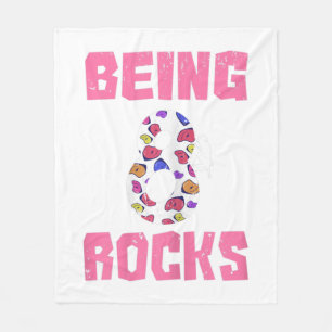 Being 8 Rocks Birthday Girl Climbing Fleece Blanket