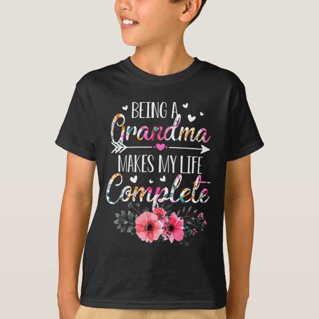 Being A Grandma Makes My Life Complete Announcemen T-Shirt (Front)