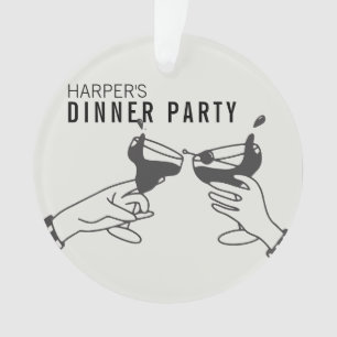 Being and Black Retro Illustration Dinner Party Ornament