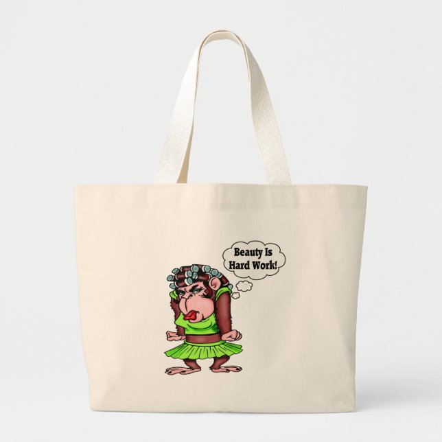Being Beautiful Is Hard Work Large Tote Bag (Front)