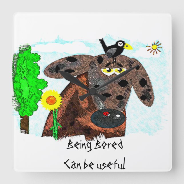 Being bored can be useful square wall clock (Front)