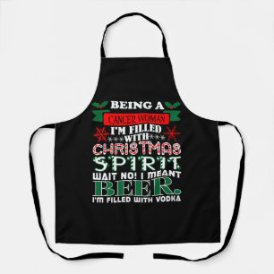Being Cancer Woman Filled Christmas Spirit Beer Apron