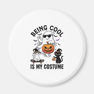 Being Cool Is Costume Halloween Ghost Pumpkin Cat_ Magnet