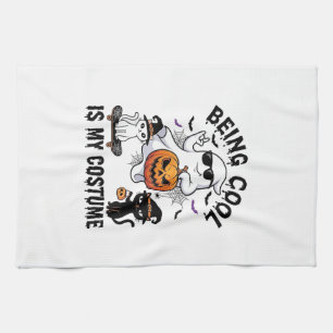 Being Cool Is Costume Halloween Ghost Pumpkin Cat_ Tea Towel