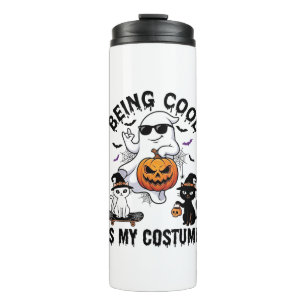 Being Cool Is Costume Halloween Ghost Pumpkin Cat_ Thermal Tumbler