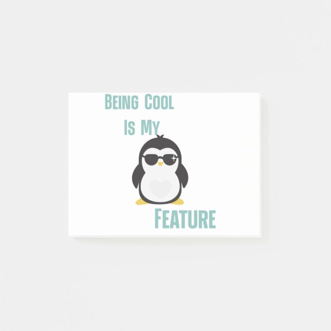 Being cool is my feature -funny penguin with sungl post-it notes (Front)