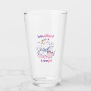 Being different is meowgical Funny unicorn cat Glass