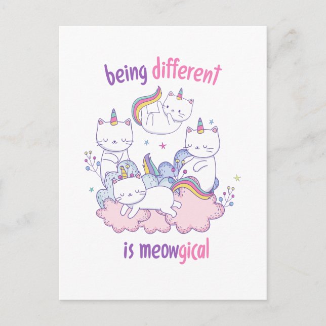 Being different is meowgical Funny unicorn cat Postcard (Front)