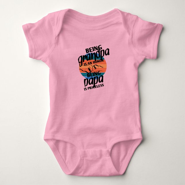 being grandpa is an honour being papa is priceless baby bodysuit (Front)