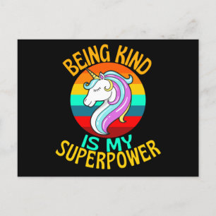 Being Kind Is My Superpower Unicorn Fan Postcard