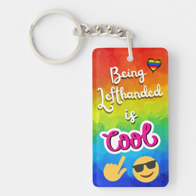 Being Left Handed is Cool! Colourful Key Ring (Front)