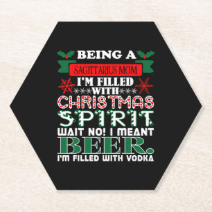 Being Sagittarius Mum Christmas Spirit Beer Paper Coaster