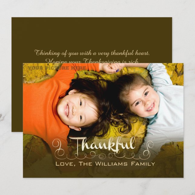 Being Thankful. Thanksgiving Custom Photo Cards (Front/Back)