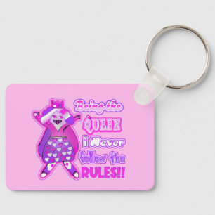 beingthequeenineverfollowtherules trucker hat key ring