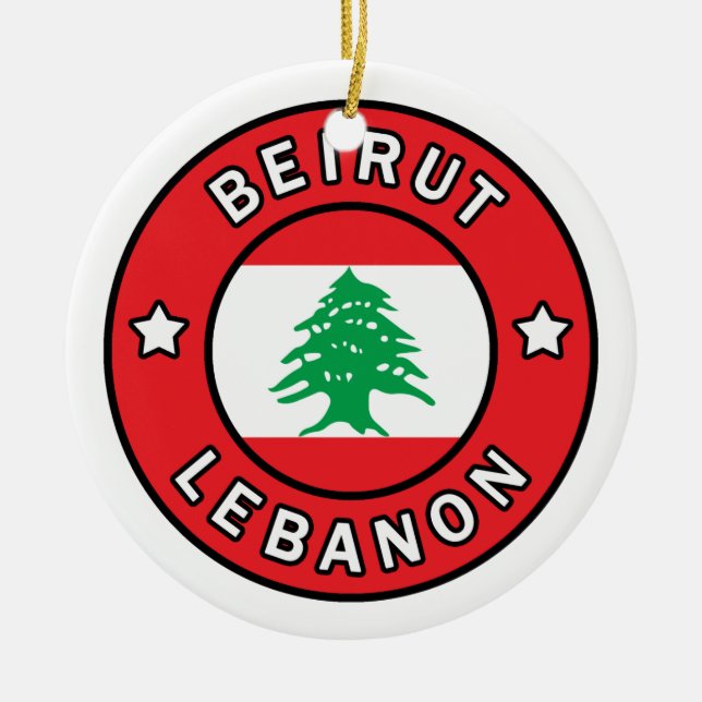 Beirut Lebanon Ceramic Tree Decoration (Front)