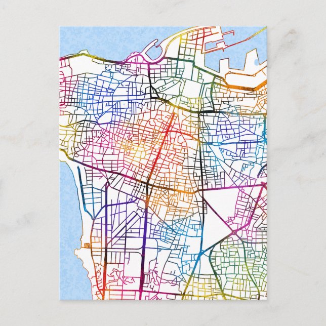 Beirut Lebanon City Map Postcard (Front)