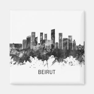 Beirut Lebanon Skyline BW Magnet