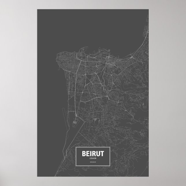 Beirut, Lebanon (white on black) Poster (Front)