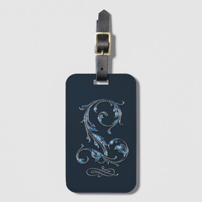 Bejeweled Blue L Luggage Tag (Front Vertical)