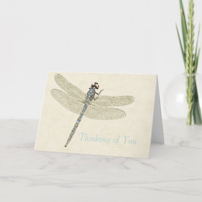 Bejeweled Dragonfly Thinking of You Card (Front)