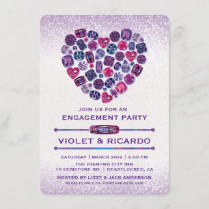 Bejeweled Heart Engagement Party Invitations