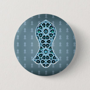 Bejeweled Sandal of The Prophet (Blue/Green) 6 Cm Round Badge
