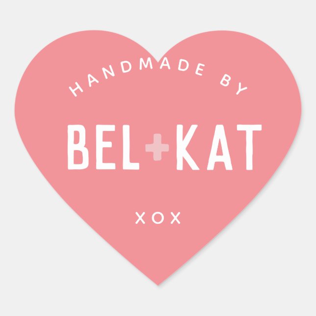 BEL + KAT HEART modern logo coral Sticker (Front)