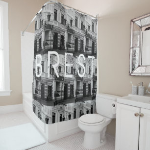 Belarus Беларусь Brest Брест Architecture Collage Shower Curtain