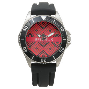 Belarus Беларусь Folk Pattern Вышиванка Red Black Watch