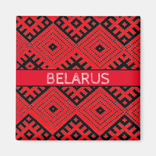 Belarus Беларусь Folk Pattern Red Black Magnet