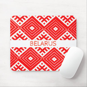 Belarus Беларусь Folk Pattern Red Mouse Pad