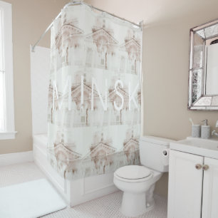 Belarus Беларусь Minsk Минск Architecture Collage Shower Curtain