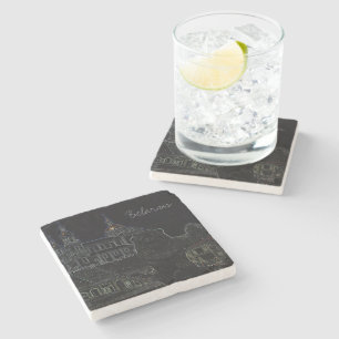 Belarus Беларусь Vitebsk Architecture Sketch Stone Coaster
