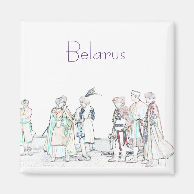 Belarus Belarusian Old Outfit Sketch Magnet (Front)