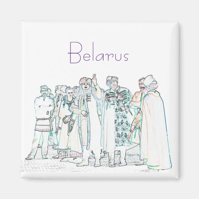 Belarus Belarusian Old Outfit Sketch Magnet (Front)